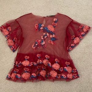 Zara Peplum Mesh Top